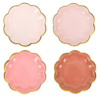 AimFun 48 Pcs Dusty Pink Party Plates Gradient Color Dessert Paper Plate 7inch Gold Foil Scalloped Edge Disposable Cake Plates for Tea Party Birthday Bridal Baby Shower Wedding Party Supplies - color: Dusty Pink