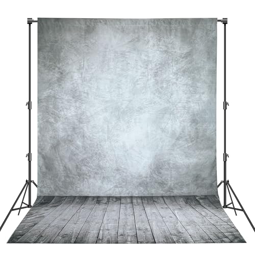 Professional Abstract Portrait Photography Backdrop,Wall with Wood Floor Backdrop for Kids Photography Baby Newborn Cake Smash Photo Shoots Hypoallergenic Fabric Photography Props(Grey-6x9ft) - color: Grey, size: 6'(W)x9'(H)