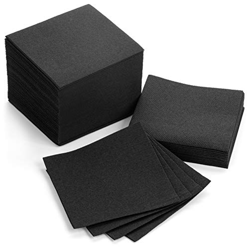 AMERICAN HOMESTEAD Black Cocktail Napkins - Premium 4.75"x4.75" Disposable Linen-Like Beverage Napkins - Bulk Square Party Bar Serviettes for Weddings, Parties, Events, and Everyday Use - 600 Count - color: Black, size: 4.75 x 4.75/600 Count