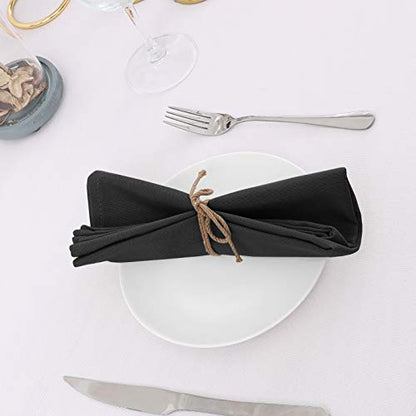 H.VERSAILTEX Cloth Napkins Set of 12 (18" X 18") Linen Textured Dinner Napkins Waterproof Extra Soft Thick Durable Reusable Napkins with Hemmed Edges for Dinners, Weddings and Everyday Use, Black - color: Black, size: 18" x 18" (Square)