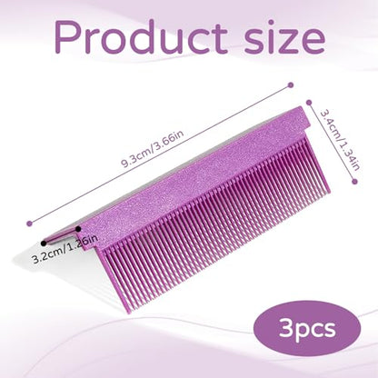 3pcs Flat Iron Comb Attachment,Comb Attachment For Flat Iron,The Grip,Portable Clip-On Design For Straight And Curly Hair At Home And In The Salon(Pink+Purple+Rose Red)