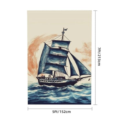 Nautical Sailboat Backdrop Background for Photography 5x7ft Photobooth Professional Photo Backdrop Curtains Video Photography Studio Photo Backgrounds Banner Booth Background Screen Parties - color: Nautical Sailboat