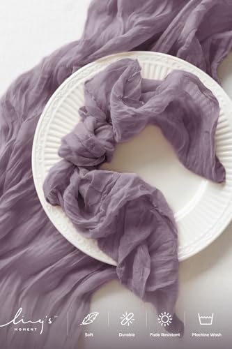 Ling's Moment Luxury Cloth Wedding Napkins - 19x19 Inch Reusable Cheesecloth Linen Napkins for Wedding Reception, Bridal Shower, Dinner Table - Washable, Durable (Set of 10), [Purple] - color: Prpl-purple