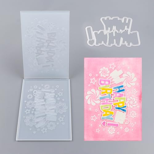 BAOFALI3D Embossing Folder and Metal Die Set for Card Making,Happy BirthdayTexture Embossing Template Paper Card Embossing Stencil for DIY Birthday Scrapbooking Photo Album Card Paper Craft Decoration - color: Happy Birthday
