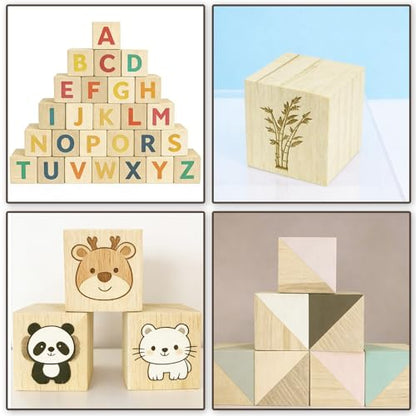6 Pack Wooden Cubes Wood Block Unfinished Square Blocks 2 Inch