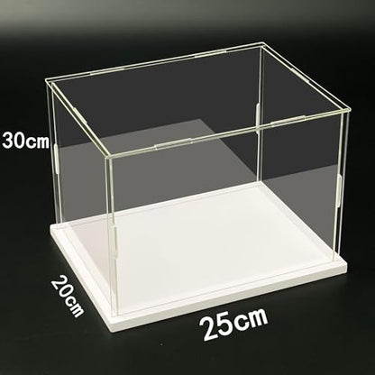 Clear Acrylic Display Case, Assemble Cube Display Box Stand with PVC Material White Base, Dustproof Protection Showcase for Collectibles Memorabilia Figurines (10*8*12inch;25*20*H30cm) - size: 10 x 8 x 12 in