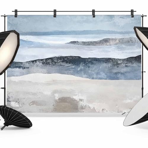Abstract Beach Wave Art Backdrop for Photography, Seaside Blue Oil Painting Style Photo Backdrop Portrait Background Party Banner Photo Backgrounds for Studio Booth Props, 10x8ft - color: Blue, size: 10x8FT