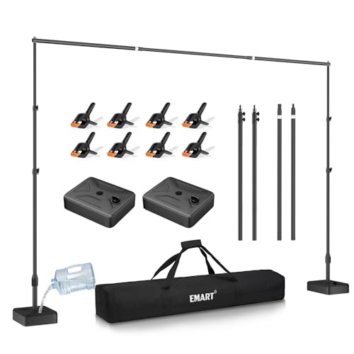 EMART Backdrop Stand with Heavy Duty Water Tank Base 7x10ft Adjustable Metal Photo Backdrop Stand Kit Pipe and Drape Square Background Frame for Birthday Party, Wedding Decorations, Studio Photography - size: 7x10ft