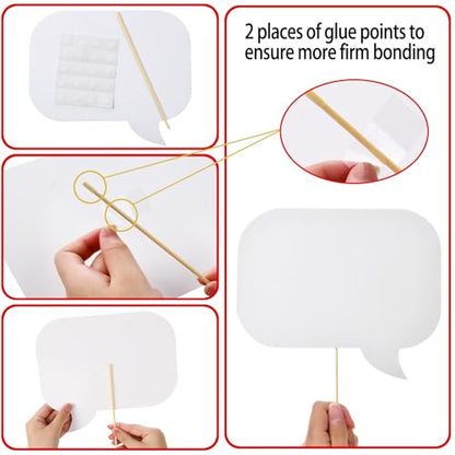 18pcs Blank Photo Booth Props Black Chalkboard Photo Booth Props Frame with Bubble DIY Photo Props for Birthday Wedding Party Supplies（White） - color: White