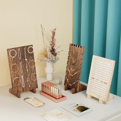 Lolalet Wooden Jewelry Display Series, Necklace Bracelets Earrings Rings Jewelries Stand Freestanding Natural Wood Holder Rack for Selling Vendor Store -1 Pack, Ring - color: Ring
