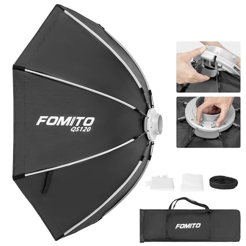 FOMITO 47.2"/120cm Octagonal Softbox, Quick Release Bowens Mount Softbox with Honeycomb Grid, Light Diffusers, Bag for Godox SL-60W SL60IID SL150R SL300R - color: 47.2inch/120cm