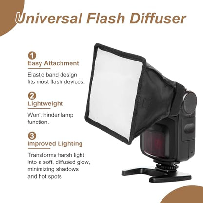 PATIKIL 6" x 6.7" Flash Diffuser Light SoftBox, Universal Collapsible Flash Diffuser with Storage Pouch for SB-5000 SB-700 SB-300 SB-900 SB-910 SB-600 SB-4, Black - size: 6" x 6.7"