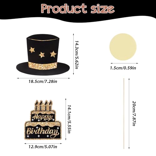 cobee 36 Pack Birthday Photo Booth Props Kit, Happy Birthday Party Favors Selfie Supplies Funny Bday Photobooth Prop with Sign Decorations for Wedding Holiday Christmas New Year, Gold-Black
