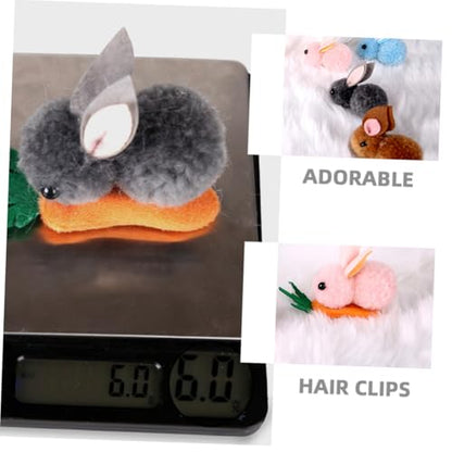 STOBOK Easter Hair Clips 4Pcs Mini Plush Bunny and Carrot Hairpins Cute Hair Accessories for Easter Party Celebration and Everyday Wear
