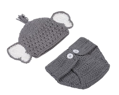 Matissa Newborn Baby Girl/Boy Crochet Knit Costume Photography Prop Hats Outfits - color: Grey