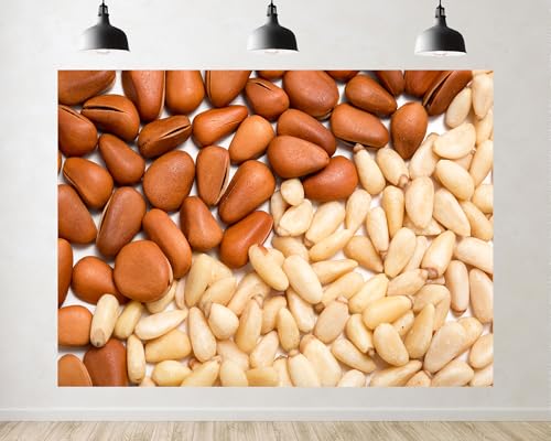 Trykid 17x10ft Pine Nuts Nut Closeup Backdrop Natural Food Texture Photography Background Kitchen Decor Party Decoration Tapestry Photo Booth Prop Fabric - size: 17x10ft