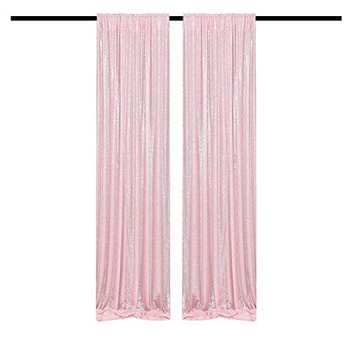 Pink Sequin Curtains 2FTx8FT 2 Panels Pink Sequin Backdrop Curtain for Parties Glitter Backdrop Photo Background for Wedding Baby Shower - color: Pink, size: 2FTx8FT-2PCS