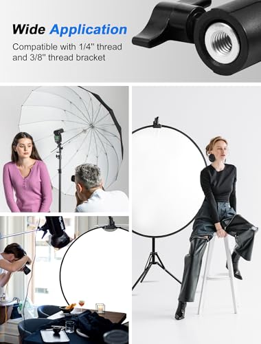 Selens Photography Reflector Clamp Holder Speedlite Hot Shoe Bracket with 1/4" & 3/8" Screw Mount with Photo Studio Light Stand, Lighting Umbrella Reflector - color: One Pack