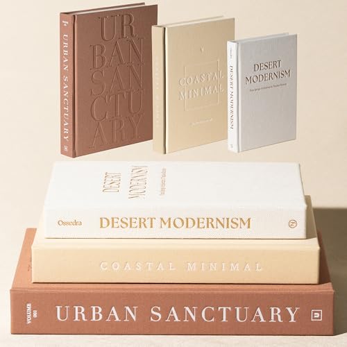 Decorative Books for Home Decor - Set of 3 Real Linen Hardcover Books with Blank Pages - Modern Farmhouse Coffee Table Decor, Shelf & Entryway Styling Accent (Neutral Tones)