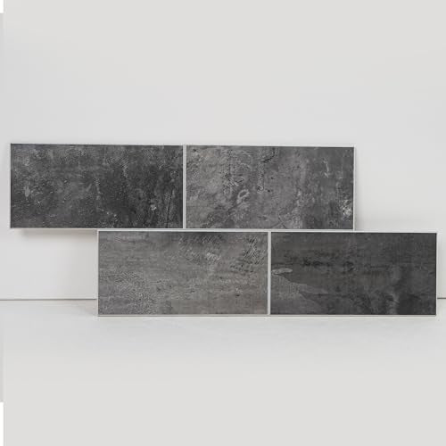 COLAMO Luxury 6"×12" Swatch Dark Gray Peel and Stick Large Subway Tile for Kitchen Backsplash,Self Stick on Accent Wall,Adhesive Faux Stone Brick Wall Mosaic Tiles for Living Room Bathroom Fireplace - color: Dark Gray, size: Sample(6"x12")