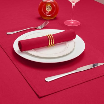 Cloth Napkin Set of 8 Square Washable Reusable Linen Fabric Polyester for Kitchen Dinner Dining Restaurants Wedding Party Banquet Table(DarkRed-A/17x17 Inch) - color: Darkred