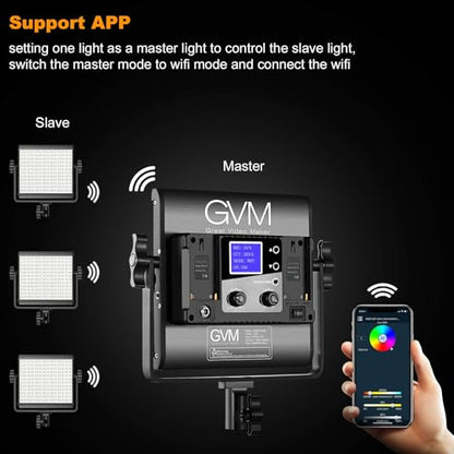 GVM RGB LED Video Light, 800D Studio Light with APP Control Lighting Kit Photography Light 1 Pack with 8 Kinds Scene Lights, 3200-5600K CRI 97 LED Panel Light for YouTube Studio, Video, Portrait - size: 1 pack