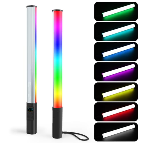 PULUZ RGB LED Video Light Stick, Photography Lighting Wand with 132 LEDs Lights, Dimmable 2500K~9000K CRI95+ Full Color LED Light with 2600mAh Battery, 20 Light Scenes - size: 18.1 inches