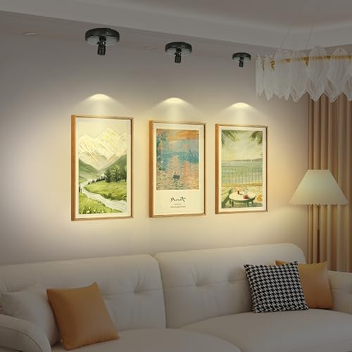 Cordless Spotlight Battery Operated, Indoor Plant Light, LED Display Puck Lights, Dimmable Accent Lighting with Remote, Uplight for Picture Tree Painting Gallery Dartboard Art Photo - color: Pure Black
