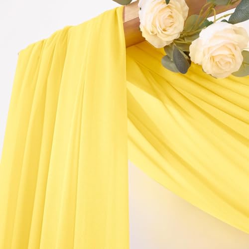 MLMC Yellow Wedding Arch Draping Fabric 1 Panel 29" x 20 FT Extra Long Gauze Drapes Sheer Backdrop Curtains 6.6 Yards Outdoor Drapery Panels for Wedding Baby Shower Party Ceiling Decoration - color: Yellow