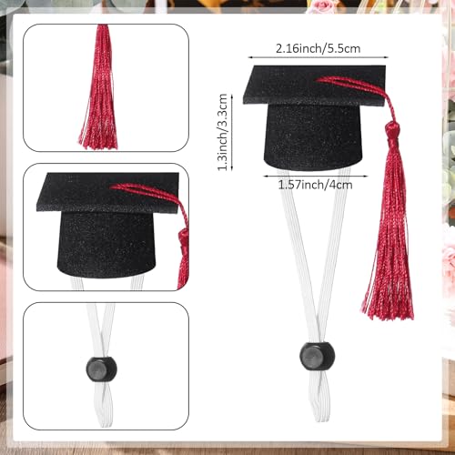 Eccliy 2 Pcs Pet Graduation Caps Mini Bachelor Hats with Tassel for Small Animal Guinea Pigs Hedgehog Bird Turtles Hamster Photo Props Graduation Holiday Festival Party Accessory(Red) - color: Red