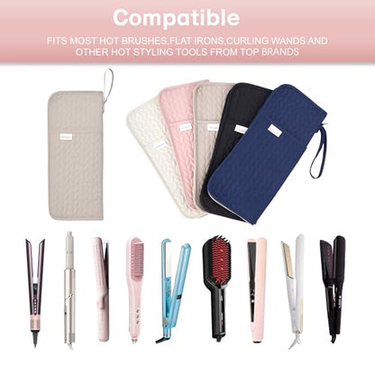 KarSyon Hot Tools Organizer Heat Resistant Mat Case Hair Tools Holder Travel Bag Portable Hair Styling Tools Cover Pouch for Curling Iron,Flat Iron,Hair Straightener (Camel) - color: Camel
