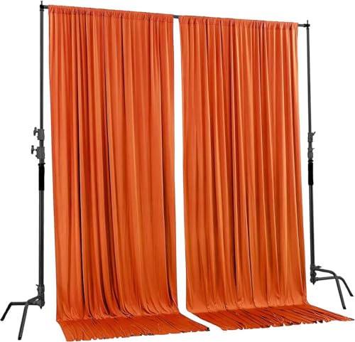 AK TRADING CO. 10 feet x 8 feet Polyester Backdrop Drapes Curtains Panels with Rod Pockets - Wedding Ceremony Party Home Window Decorations - Orange (DRAPE5X8-ORANGE) (Pack of 2) - color: Orange, size: 10 ft x 8 ft