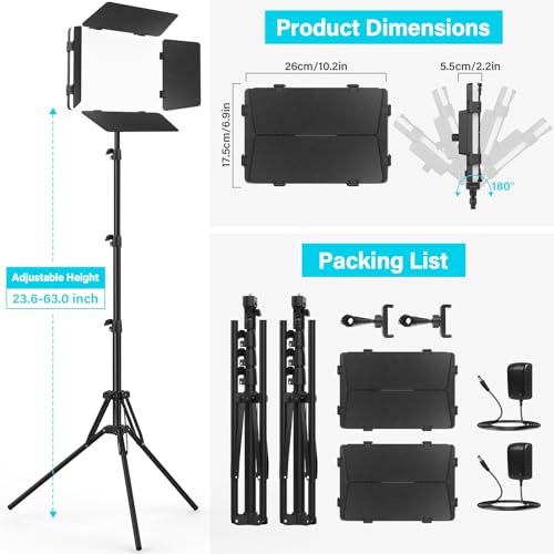 Unicucp 2 Pack Led Video Light Panel Lighting Kit with Barn Doors, 8000mAh Rechargeable Camera Light, 2500K-8500K Photo Light for Outdoor Indoor Photography Video Recording Live Streaming Zoom Calls