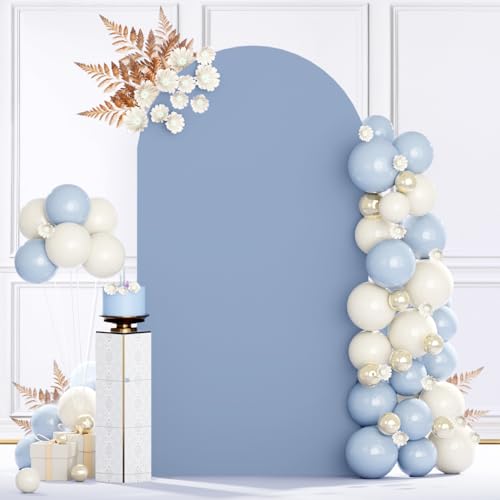 MODFUNS Wedding Arch Cover 2.6x6ft Dusty Blue Arch Backdrop Cover Spandex Arch Stand Covers Stretchy Arched Backdrop Covers for Wedding Ceremony Birthday Party Banquet Decoration - color: Dusty Blue, size: 2.6 FT x 6 FT