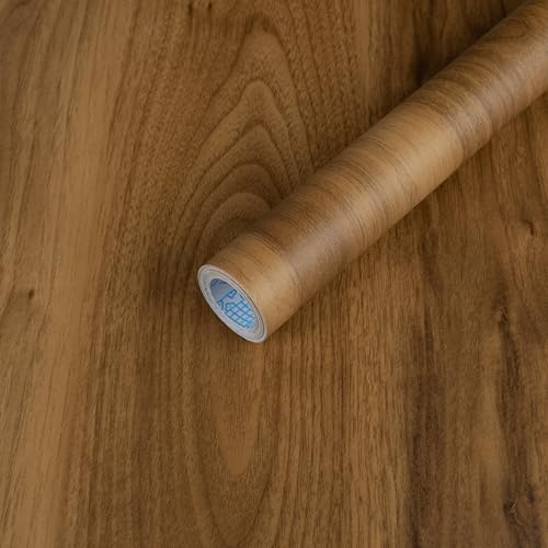 Wood Contact Paper Peel and Stick, Thicken Vintage Brown Wood Grain Wallpaper for Countertops Furniture, Natural Wood Furniture Sticker Self-Adhesive Removable Waterproof Vinyl Film 15.7 in X 118 in - color: Light Brown, size: 15.7" x 118"