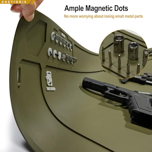 OneTigris Gun Clean Mat Magnectic for Table, Extra Large 48"x16" Anti-Slip Rubberized Repair Mat for Gun Parts, Protects Work Surface from Solvents and Oils - color: brown