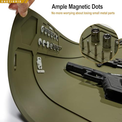 OneTigris Gun Clean Mat Magnectic for Table, Extra Large 48"x16" Anti-Slip Rubberized Repair Mat for Gun Parts, Protects Work Surface from Solvents and Oils - color: brown