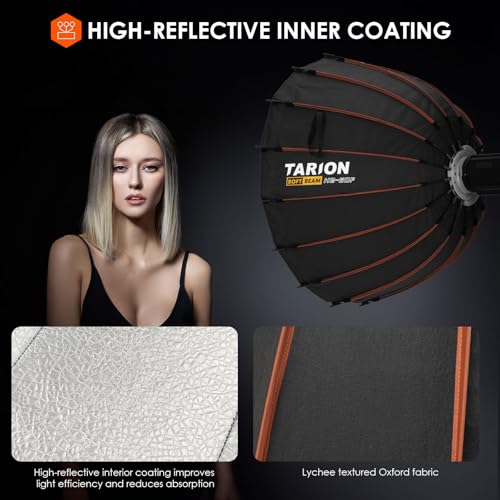 TARION Quick Release Parabolic Softbox - Bowens Mount Softbox with Diffusers/Honeycomb Grid/Carrying Bag for Live Streaming, Photography, Videography (Parabolic 23.5"/60cm) - style: Parabolic 23.5"/60cm