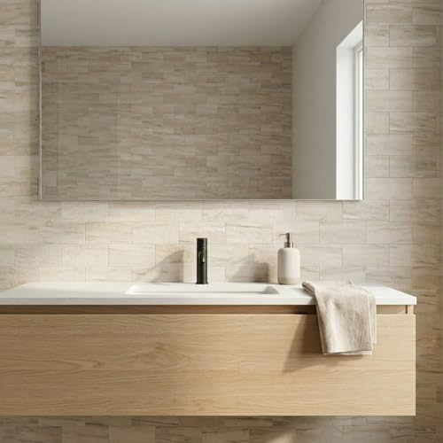 10 Sheets Warm Beige PVC Subway Tiles Peel and Stick Backsplash,12''Heat Resistant Stick on Tiles for Kitchen,Waterproof Peel and Stick Wall Tiles for Bathrrom - color: Warm Beige Stone