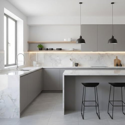 ROSEROSA Peel and Stick Glossy Faux Marble Architectural Film Self-Adhesive Vinyl Film Wallpaper Door Wrap Counter Top Border Mirror Molding Trim PGS408