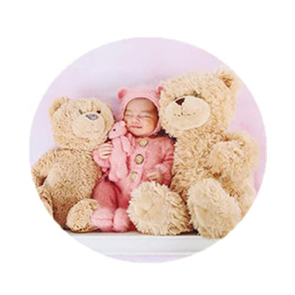 Newborn Photography Props Boys Girls Outfits Mohair Bear Hat Bonnet & Footed Romper Bodysuit Photoshoot Costume Set - color: Pink