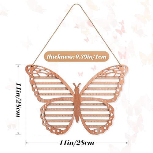 Wood Butterfly Earring Holder for Girls, Rustic Mount Hanging Earring Holder Wall Jewelry Organizer for Necklace Display Women Vendor Events,Craft Home Decor Gift,11 x 11 IN