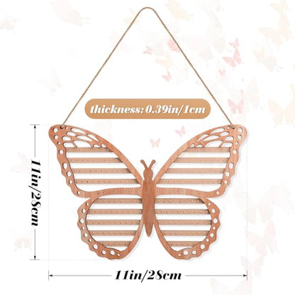 Wood Butterfly Earring Holder for Girls, Rustic Mount Hanging Earring Holder Wall Jewelry Organizer for Necklace Display Women Vendor Events,Craft Home Decor Gift,11 x 11 IN