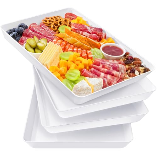 Lifewit Serving Tray for Party Supplies, Reusable Serving Platter for Catering, Snack, Fruit, Charcuterie, Appetizer, Plastic Food Trays, Hosting Essentials, BPA Free, 4 Pcs, Extra Large(16" x 12") - size: Extra Large(16x12)