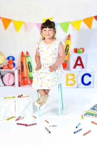 Kate Back to School Backdrop 1st Day of School Backdrop Colorful Crayon ABC Background for Kids,10x10ft - size: 10x10ft