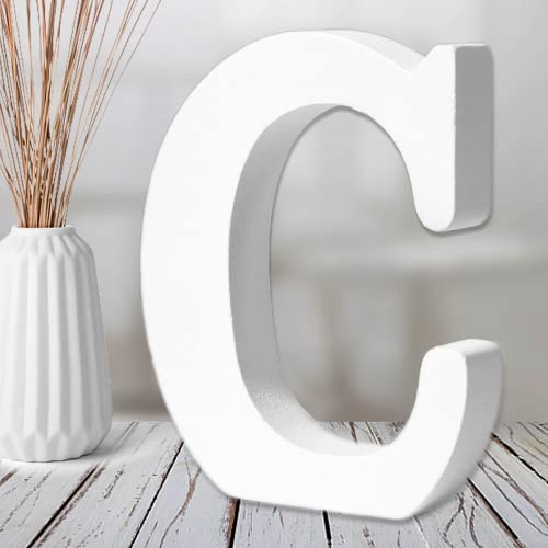 AOCEAN 6 Inch White Wood Letters - Unfinished Wood Letters for Wall Christmas Decor Standing Letters Slices Sign Board Decoration for Xmas Home Party Projects (C) - style: C