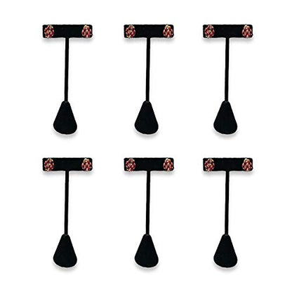 Ikee Design 6 Pcs Set Premium T- Shape Style Earring Display Stand, Earring Stand Jewelry Display for Showroom, Tradeshow, and Showcase, 2 1/2 W x 4 1/2 H in, Black Velvet - color: Black Velvet, 4.5" High