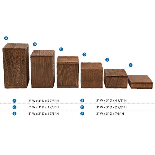 MOOCA Wooden 6 Pcs Square Risers for Display Jewelry and Accessories Display Stand Wooden Risers For Jewelry Figurine, Brown - color: Brown
