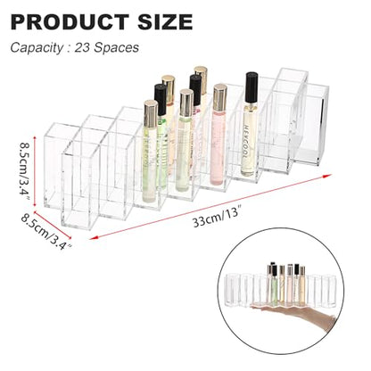 ELLDOO Rollerball Perfume Organizer, 23 Spaces Clear Acrylic Perfume Storage Holder Beauty Scent Holder, Stackable Makeup Lipgloss Lipstick Display Case Lip Gloss Storage Stand (8-Tier)