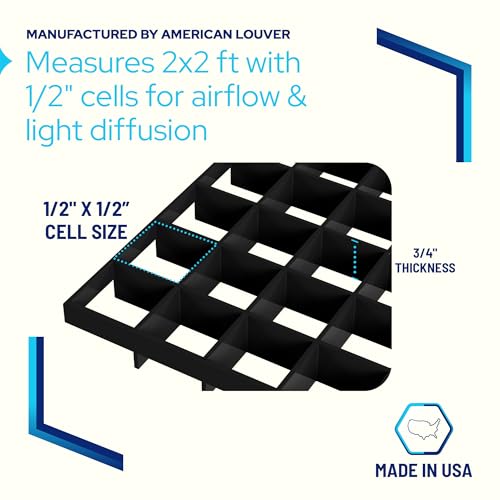 KASTLITE Black Egg Crate Fluorescent Light Covers - Custom Size Polystyrene Drop Ceiling Grid Diffuser & HVAC Air Vent Grille - 1/2"x1/2"x3/8" Cell Eggcrate Panels, 1-Pack - Manufactured in USA - color: Black - Custom Size